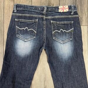 Machine Nouvelle Mode Distressed Straight Leg Jeans Dark Wash Size 32 Y2K Grunge